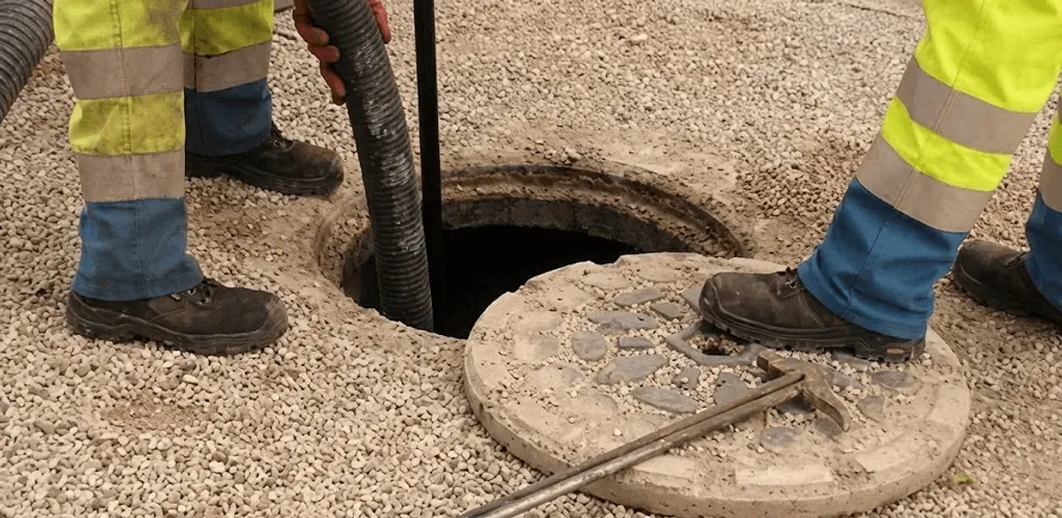 Drain cleaning crew clearing a sewer access point with professional equipment in Henderson, NV